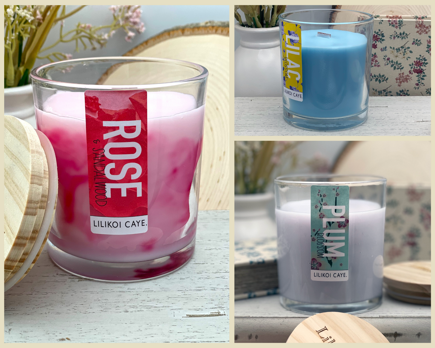 Floral Candle Pack: Rose & Sandalwood, Lilac Blossom, Plum Blossom