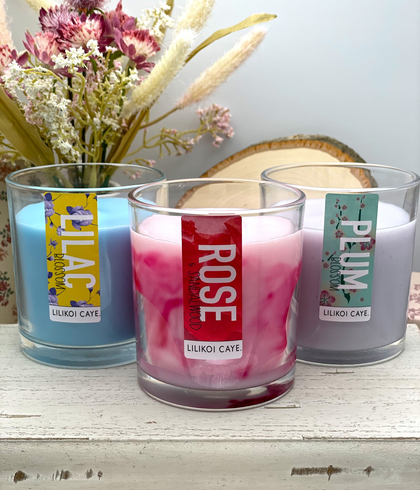 Floral Candle Pack: Rose & Sandalwood, Lilac Blossom, Plum Blossom