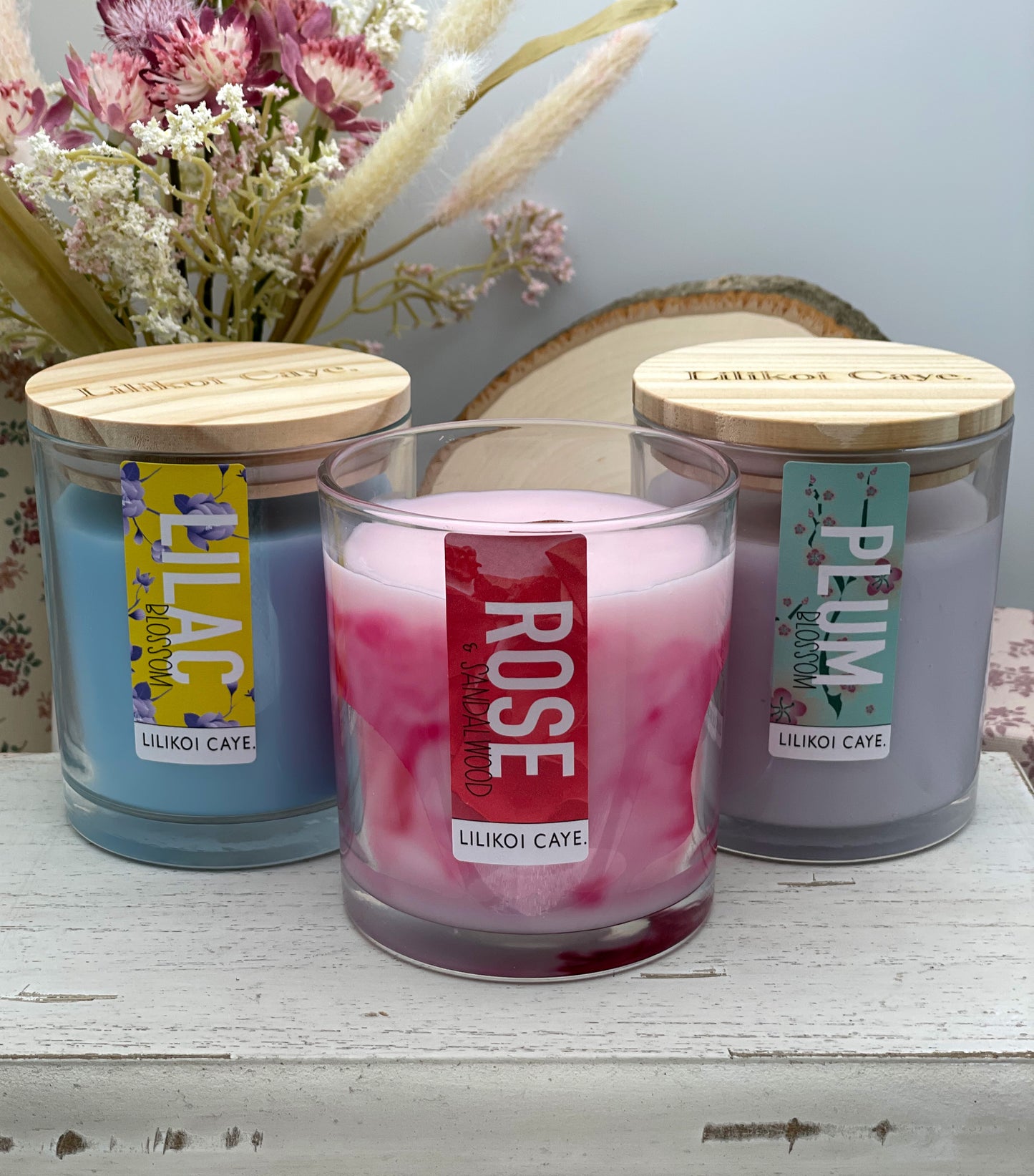 Floral Candle Pack: Rose & Sandalwood, Lilac Blossom, Plum Blossom